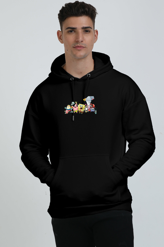 Unleash Your Inner Kid with Our Black Oversized Spongebob Square Pants Hoodie!