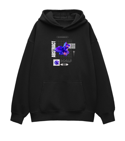 Abstract Vibes Black Oversized Hoodie – Art Meets Comfort