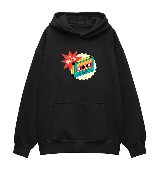 90’s Kid Oversized Black Hoodie – Nostalgia Meets Comfort